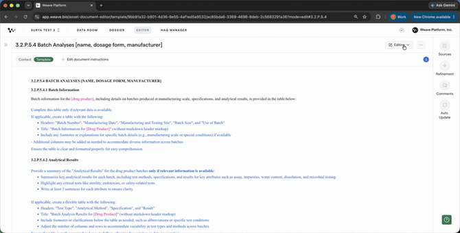 01 — Clicking the Editing dropdown and selecting Verifying
