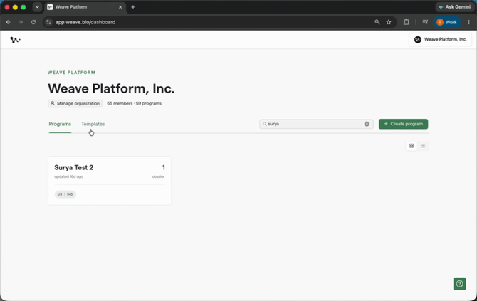 01 — Scrolling homepage to show Templates section