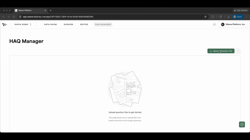 01 — Upload question file and table populate