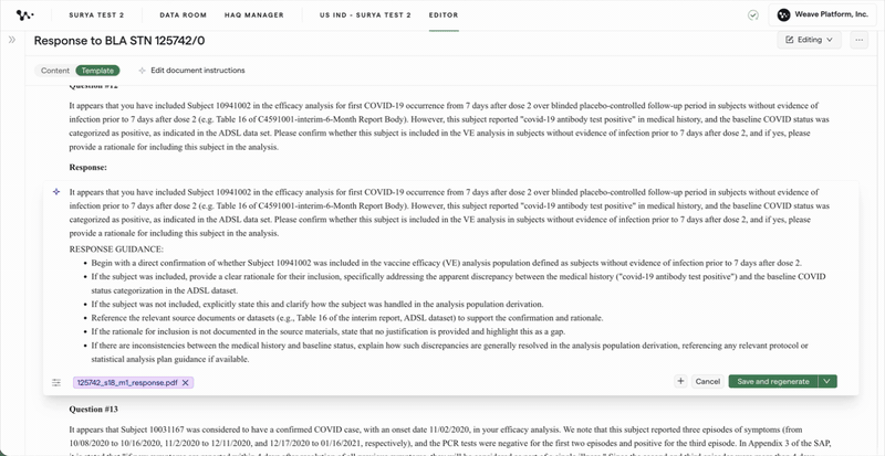 05 — Generate one response section