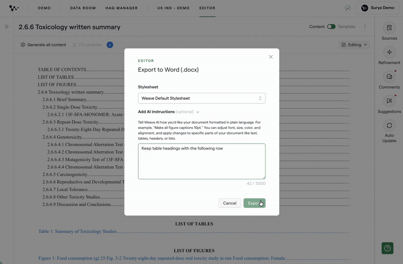 07 - Exporting and downloading the DOCX