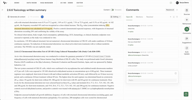 11 — Opening a comment for editing